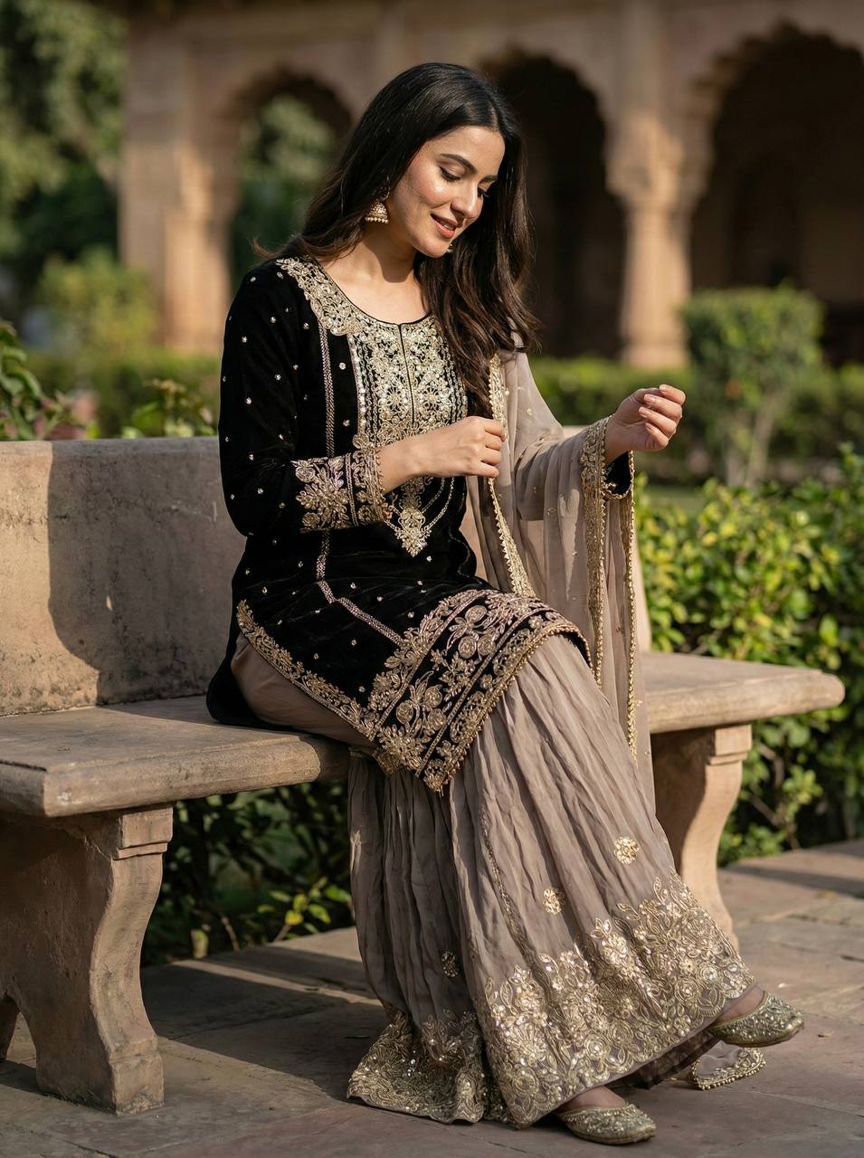 *Presenting New Designer Collection In Pure Heavy Faux Georgette With Heavy Embroidery Coding Dori-Sequence Work Top-Bottom And Dupatta Set Fully Stitched Ready To Wear