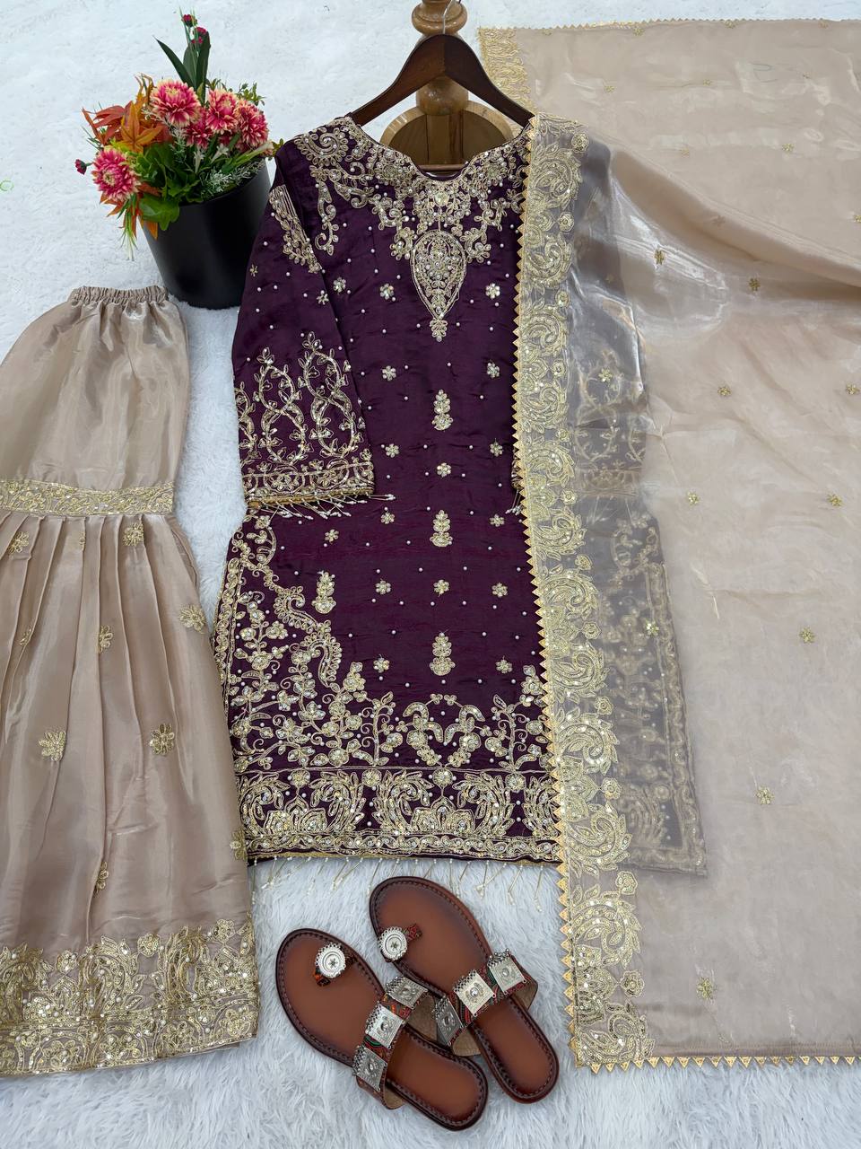Presenting New Designer Party wear Eid Collection Pure Heavy GMY SILK With Heavy Embroidery Coding