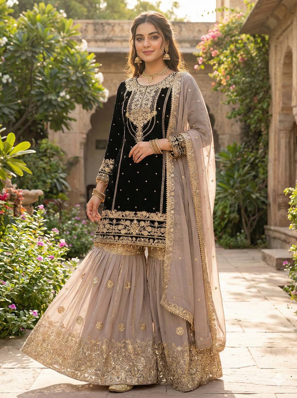 *Presenting New Designer Collection In Pure Heavy Faux Georgette With Heavy Embroidery Coding Dori-Sequence Work Top-Bottom And Dupatta Set Fully Stitched Ready To Wear