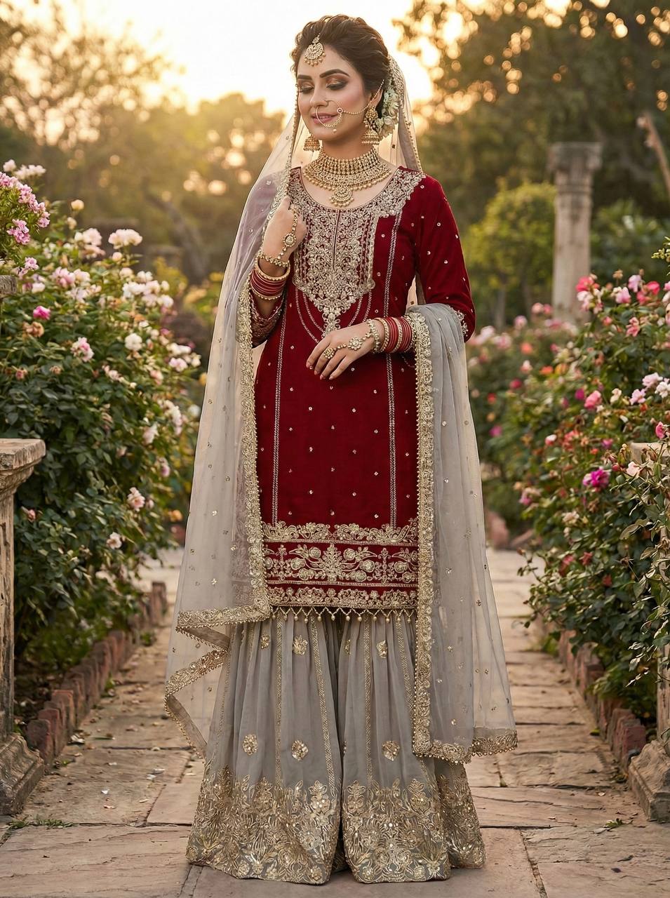 Presenting New Designer Collection In Pure Heavy Faux Georgette With Heavy Embroidery Coding Dori-Sequence Work Top-Bottom And Dupatta Set Fully Stitched Ready To Wear